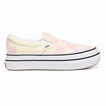 Női Vans Big Classics Checker Super ComfyCush Slip-on Cipő VA2438169 Fehér